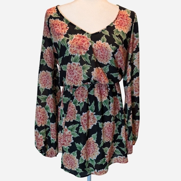 Show Me Your MuMu Dresses & Skirts - Pre-owned Show Me Your MuMu Black Floral Long Sleeve Dress